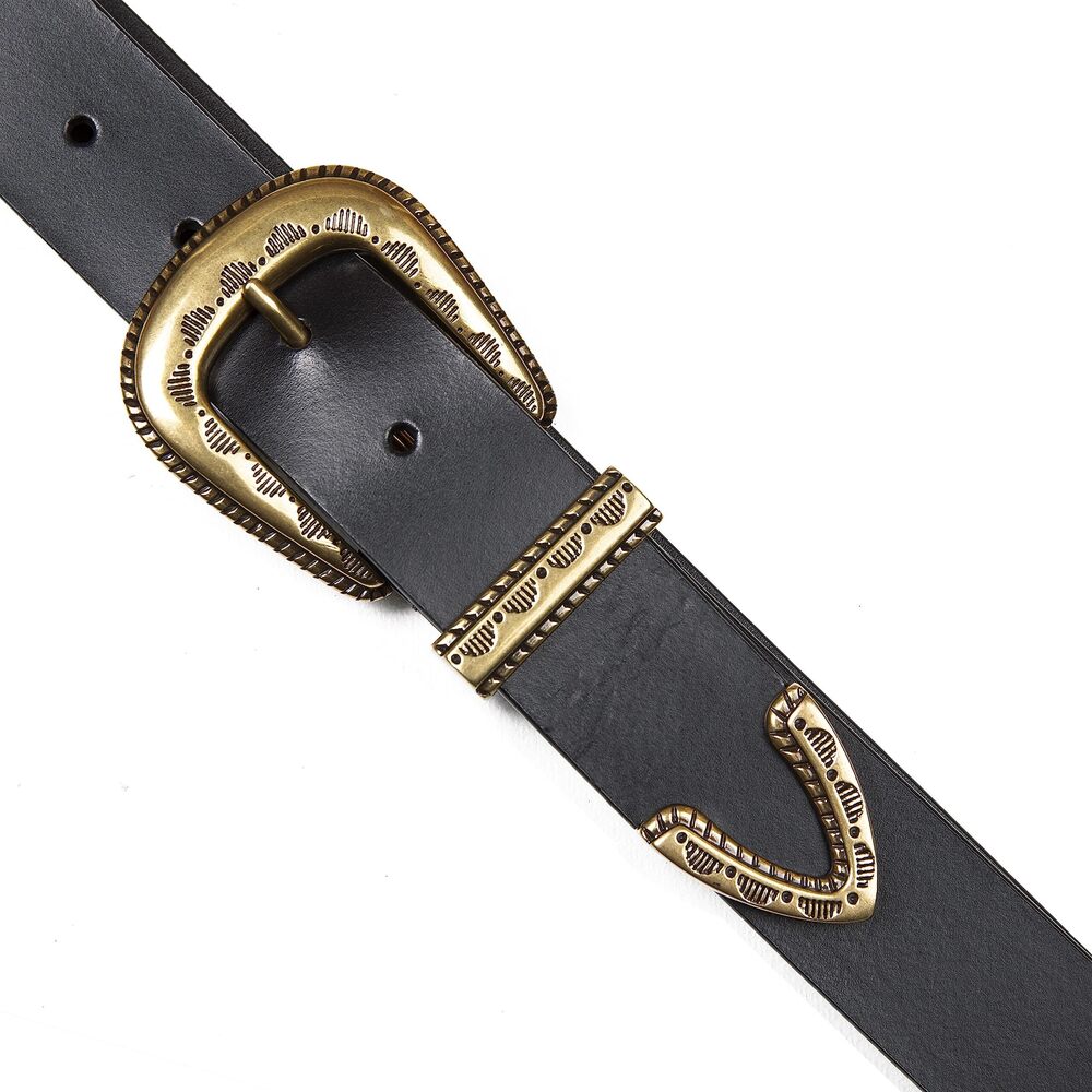 8557 Women Western Style Fashion Leather Belt, Textured Buckle-black, Xl - Picture 5 of 5